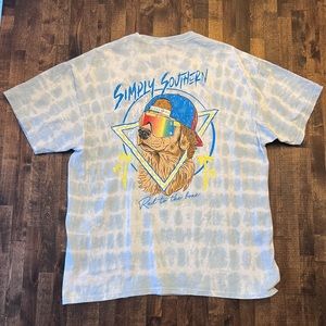 Simply Southern “Rad to the Bone” dog blue tye dye women’s XL cotton t-shirt